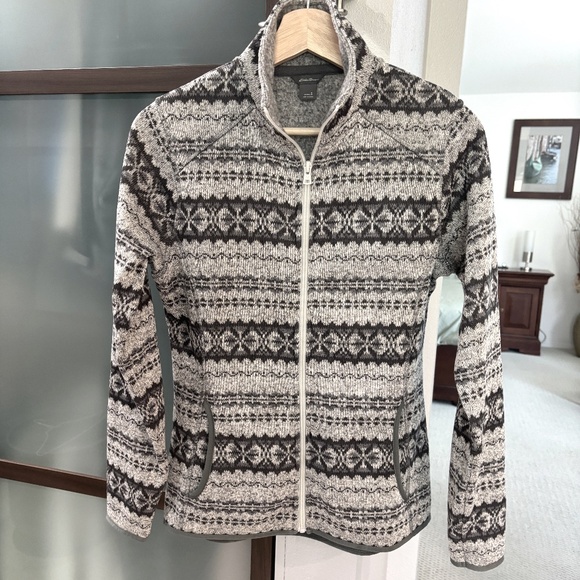 Eddie Bauer Full Zip Fleece Jacket/Sweater - Gray Size S - Picture 1 of 9